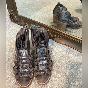 Freebird stacked heel leather sandal